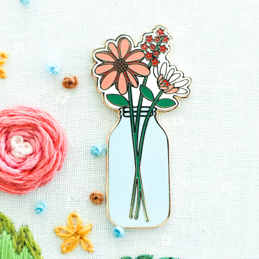 美國 Flamingo Toes | 磁力安針貼 Needle Minder | Mason Jar Vase