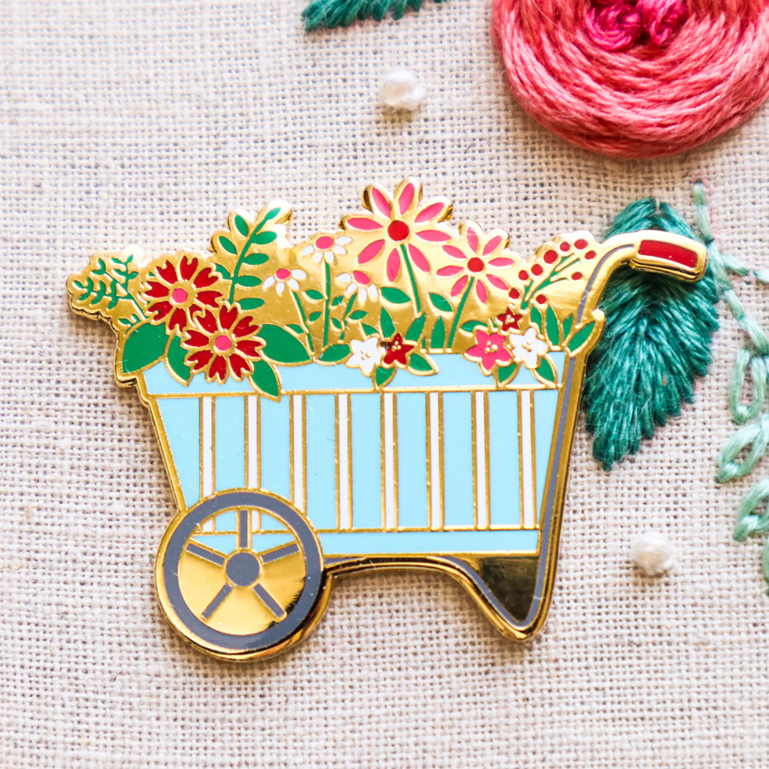 美國 Flamingo Toes | 磁力安針貼 Needle Minder | Spring Floral Wheelbarrow