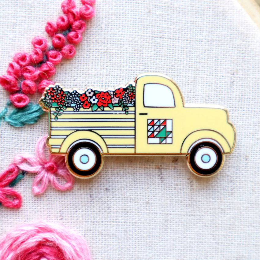 美國 Flamingo Toes | 磁力安針貼 Needle Minder | Spring Flower Vintage Truck