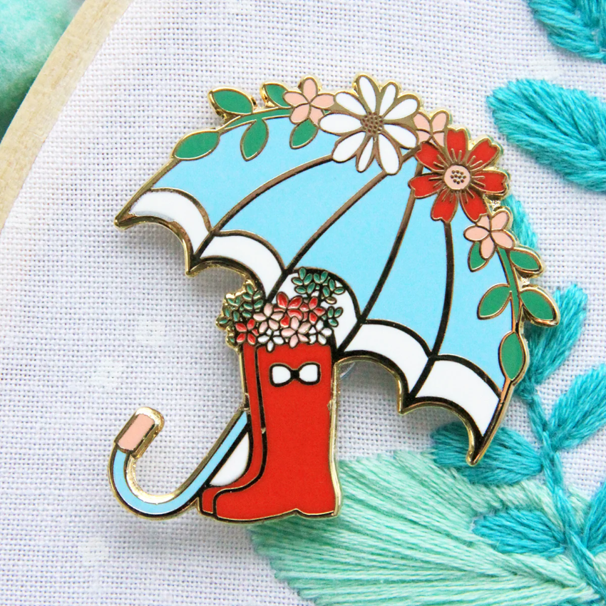 美國 Flamingo Toes | 磁力安針貼 Needle Minder | Floral Umbrella and Boots