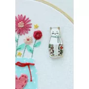 美國 Flamingo Toes | 磁力安針貼 Needle Minder | White Floral Cat