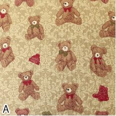 日本布 | 棉布 | 暗花 Teddy Bears - 米色