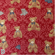 日本布 | 棉布 | 暗花 Teddy Bears - 紅色