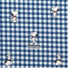 日本布 | 棉布 | Snoopy 0.5cm 格子 - 藍色